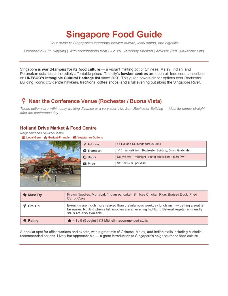 Cover page of WQRN 2026 Singapore Food Guide
